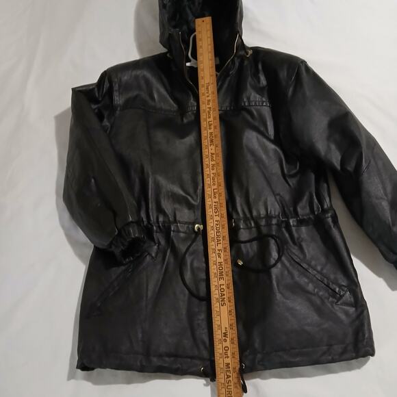 VTG Fashion Attitudes Men's Med Black Leather Quilt-Lined Adjustable Waist Coat - Picture 9 of 13